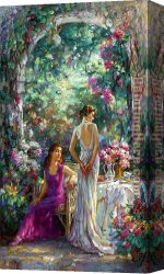 Sunny Afternoon on The Canal Canvas Paintings - AFTERNOON TEA by Cao Yong