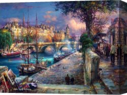 Seine Canvas Paintings - Bank of La Seine by Cao Yong