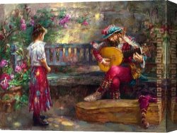 Musician's Table Canvas Paintings - GIRL WITH MUSICIAN by Cao Yong