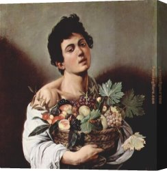 Caravaggio Canvas Paintings - Boy with a Basket of Fruit by Caravaggio