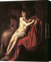 The Baby Jesus And Saint John The Baptist Canvas Paintings - St. John the Baptist 2 by Caravaggio