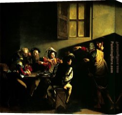 The Inspiration of Saint Matthew Canvas Paintings - The Calling of Saint Matthew by Caravaggio