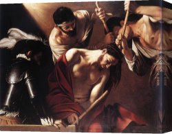 Caravaggio Canvas Paintings - The Crowning with Thorns by Caravaggio