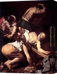 The Inspiration of Saint Matthew Canvas Paintings - The Crucifixion of Saint Peter by Caravaggio