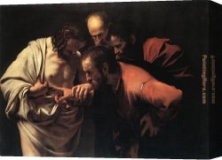 The Inspiration of Saint Matthew Canvas Paintings - The Incredulity of Saint Thomas by Caravaggio