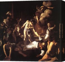 The Inspiration of Saint Matthew Canvas Paintings - The Martyrdom of St. Matthew by Caravaggio