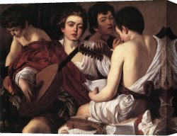 Caravaggio Canvas Paintings - The Musicians by Caravaggio