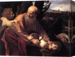 Caravaggio Canvas Paintings - The Sacrifice of Isaac by Caravaggio