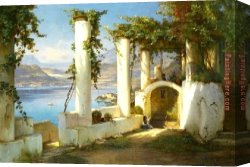 Carl Canvas Paintings - An Italian Villa by Carl Fredrik Aagard