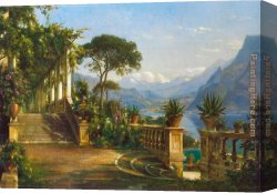 Carl Canvas Paintings - Lodge on Lake Como by Carl Fredrik Aagard
