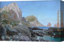 A Mediterranean Courtyard Canvas Paintings - Mediterranean Shipping by Carl Fredrik Aagard