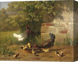 Jutz Canvas Paintings - Meal Time by Carl Jutz