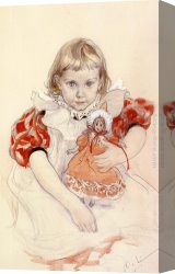 Carl Canvas Paintings - A Young Girl with a Doll by Carl Larsson