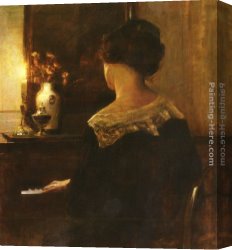 Piano Canvas Paintings - A Lady Playing The Piano by Carl Vilhelm Holsoe