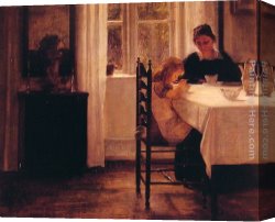 Sunny Breakfast Canvas Paintings - Breakfast Time by Carl Vilhelm Holsoe