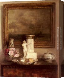 Statue Canvas Paintings - Still Life with Classical Column and Statue by Carl Vilhelm Holsoe