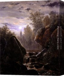 Carl Canvas Paintings - A Moonlit Night by Carl Wagner
