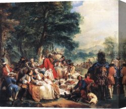 Halt of The Brigands Canvas Paintings - Halt During the Hunt by Carle van Loo