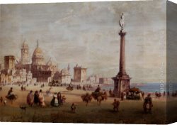 Cadiz Canvas Paintings - Market Day In Cadiz, Spain by Carlo Bossoli