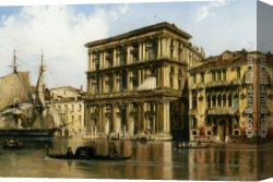 A Regatta on The Grand Canal Canvas Paintings - On the Grand Canal Venice by Carlo Bossoli
