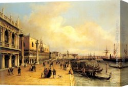 Palace Canvas Paintings - A View of the Doges Palace by Carlo Grubacs