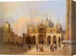 View of The Bacino Di San Marco Canvas Paintings - Basilica Di San Marco by Carlo Grubacs