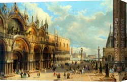 Palace Canvas Paintings - St. Marks and the Doges Palace, Venice by Carlo Grubacs