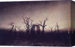 Friedrich Bamberger Canvas Paintings - Abbey in an Oak Forest by Caspar David Friedrich