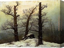 Friedrich Bamberger Canvas Paintings - Dolmen in the Snow by Caspar David Friedrich