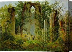Friedrich Bamberger Canvas Paintings - Eldena Ruin by Caspar David Friedrich