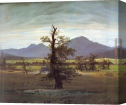 Friedrich Bamberger Canvas Paintings - Landscape with Solitary Tree by Caspar David Friedrich