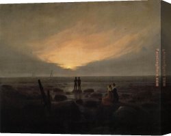 Friedrich Bamberger Canvas Paintings - Moonrise by the Sea by Caspar David Friedrich