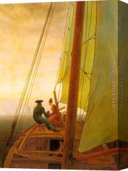 Friedrich Bamberger Canvas Paintings - On board a Sailing Ship by Caspar David Friedrich
