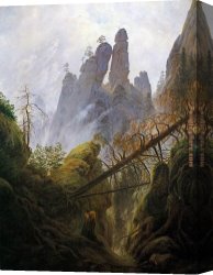 Friedrich Bamberger Canvas Paintings - Rocky Ravine by Caspar David Friedrich