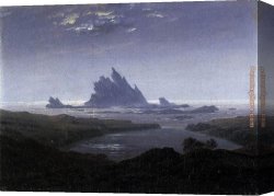Friedrich Bamberger Canvas Paintings - Rocky Reef on the Sea Shore by Caspar David Friedrich