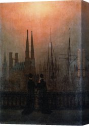 Friedrich Bamberger Canvas Paintings - The Sisters on the Balcony by Caspar David Friedrich