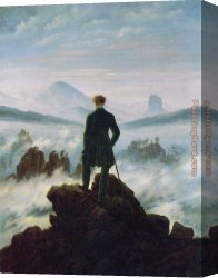 Friedrich Bamberger Canvas Paintings - Wanderer above the Sea of Fog by Caspar David Friedrich