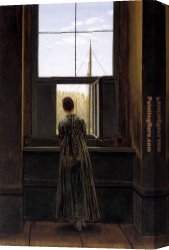 Friedrich Bamberger Canvas Paintings - Woman at a Window by Caspar David Friedrich