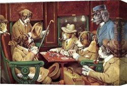 Marcellus Canvas Paintings - His Station and Four Aces by Cassius Marcellus Coolidge