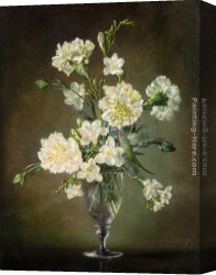 Cecil, Canvas Paintings - Still Life with Carnations and Freesias by Cecil Kennedy
