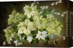Cecil, Canvas Paintings - Still Life with Poinsettias and Fruit Blossom by Cecil Kennedy