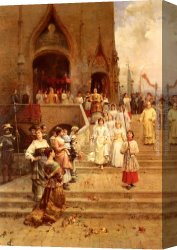 Cesare Canvas Paintings - The Confirmation Procession by Cesare-Auguste Detti