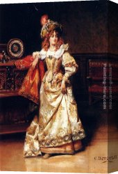 Cesare Canvas Paintings - Waiting For Her Escort by Cesare-Auguste Detti