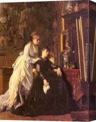 Charles Baugniet Canvas Paintings - Memories by Charles Baugniet