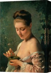 Charles Baugniet Canvas Paintings - La ragazza col nido by Charles Chaplin