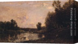 June Canvas Paintings - A June Day by Charles-Francois Daubigny
