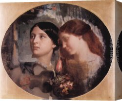 Mujeres Con Flores Y Frutos (women with Flowers And Vegetables Canvas Paintings - Two Women with a Bouquet of Flowers by Charles Gleyre