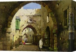 Blick Auf Jerusalem Vom Olberg Aus Canvas Paintings - A street in Jerusalem by Charles Leaver