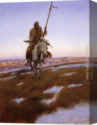 Russell Canvas Paintings - A Cree Indian by Charles Marion Russell