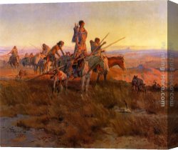 Hunters Canvas Paintings - In the Wake of the Buffalo Hunters by Charles Marion Russell